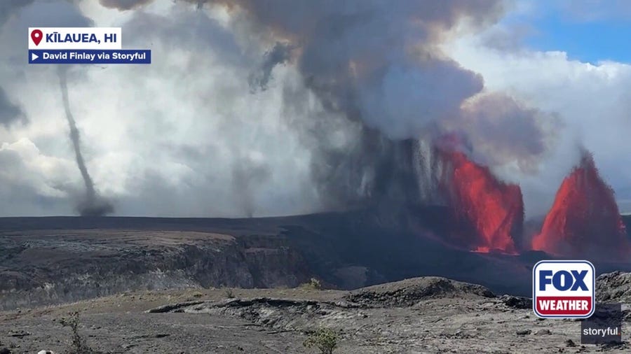 "Volnadoes" swirl around erupting Hawaii volcano