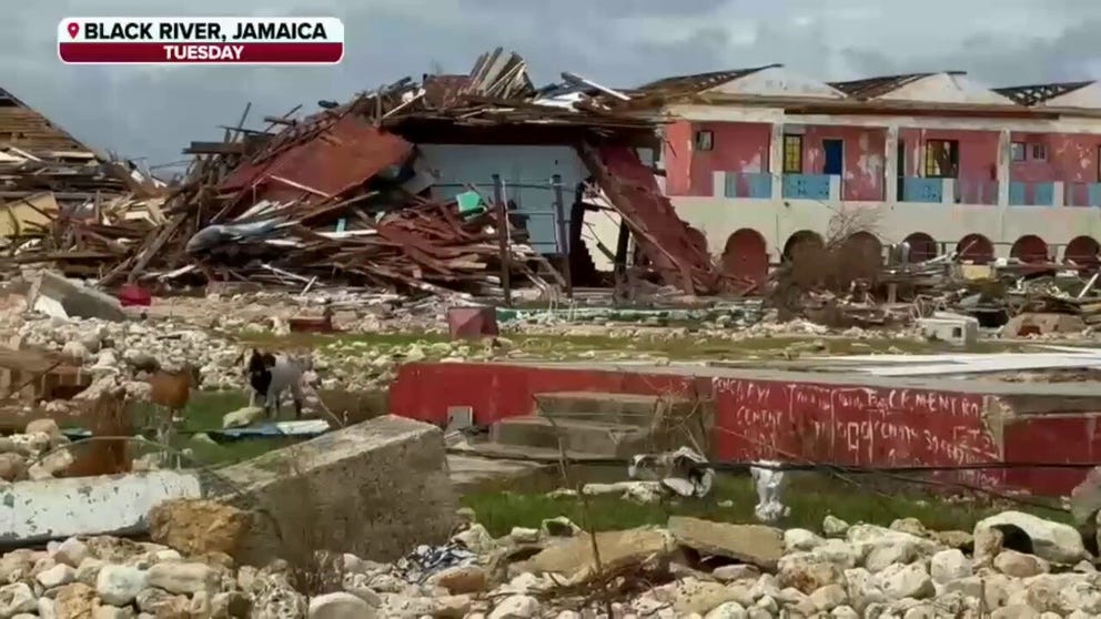 Jamaica is in the thick of recovery two weeks following Hurricane Melissa's destruction to the island. FOX Weather Correspondent Robert Ray captured some of the scenes from Black River as supplies were delivered and debris remained.