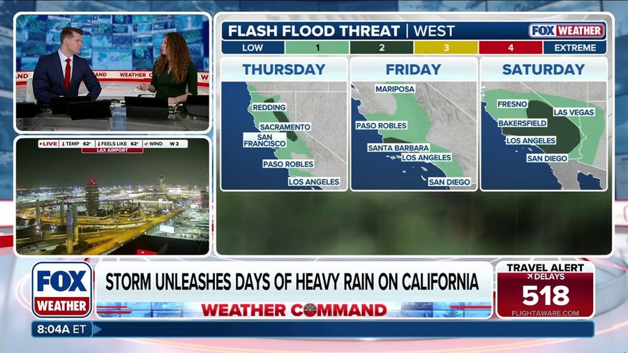 California under flash flood threat, as atmospheric river set to bring several months' worth of rain