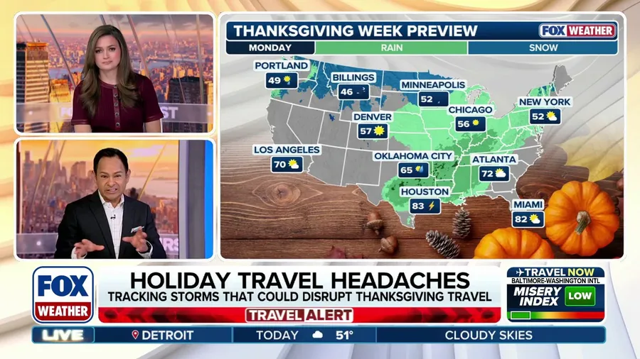 Storms threaten Thanksgiving holiday travel across central and eastern US