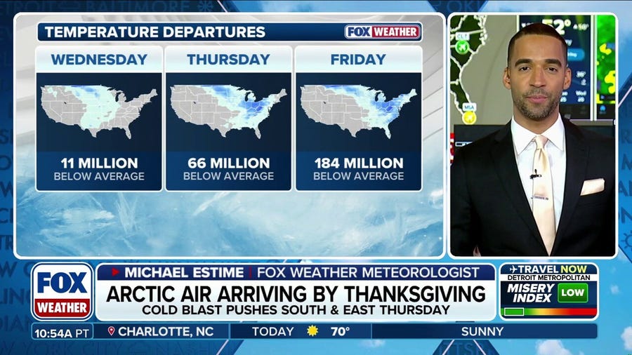 Cold blast ahead of Thanksgiving in the U.S.
