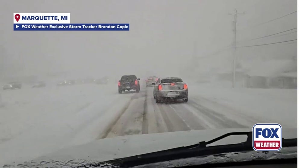 Road conditions are quickly deteriorating along Lake Superior in Michigan's Upper Peninsula. FOX Weather Exclusive Storm Tracker Brandon Copic recorded video of near-whiteout conditions on Wednesday afternoon. 