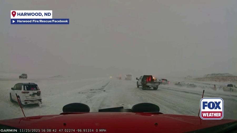 Watch: Reckless driver nearly hits North Dakota firefighters responding to crashes on snowy road