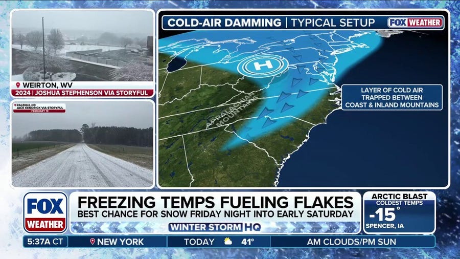 First flakes to create icy commute for mid-Atlantic and Carolinas