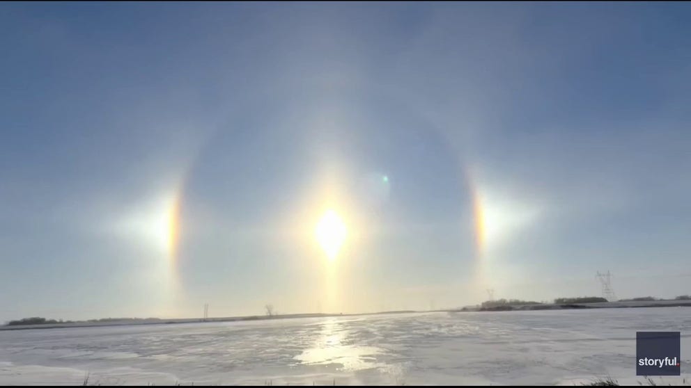 Locals in Morris, Minnesota, witnessed a gorgeous double optical effect in the sky on Wednesday.