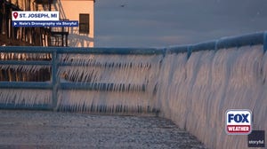 Watch: Thick Icicles coat Lake Michigan pier as arctic air rattles the Great Lakes