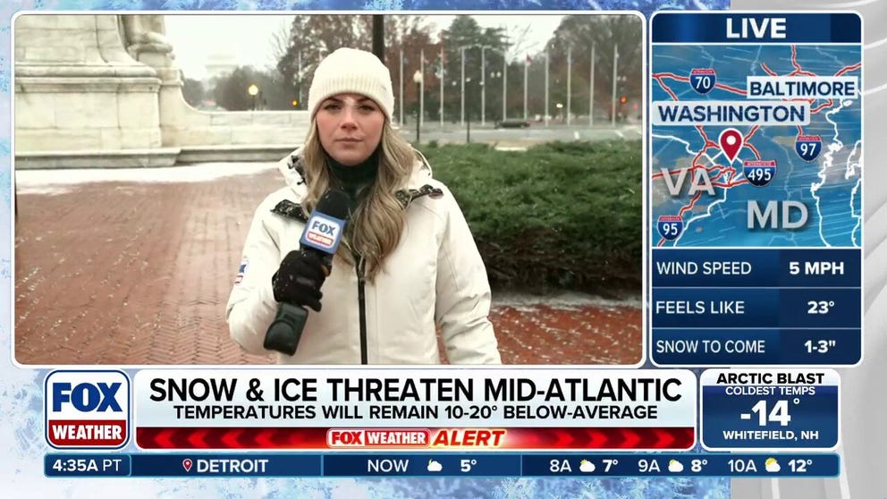 Pretreatment from crews in Washington, D.C. is helping keep the snow at bay, for the start of the first winter storm of the season for the nation's capital. FOX Weather Correspondent Katie Byrne has the latest conditions.