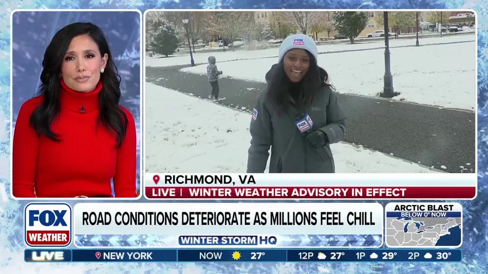 The first snow of the season canceled school in Richmond, Virginia. FOX Weather Correspondent Brandy Campbell spoke to kids out enjoying the winter flakes.
