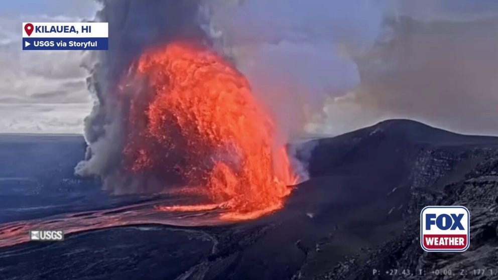 The USGS captured a magnificent eruption as Hawaii’s Kilauea volcano resumed activity Dec. 6, shooting a streaming fountain of hot lava into the air.