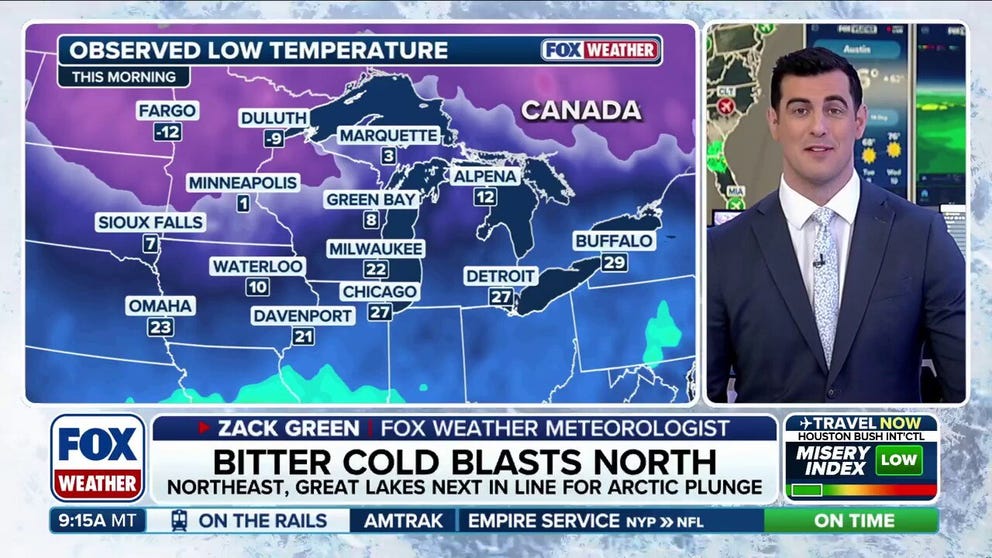 Another blast of Arctic air is on its way to the Northeast and Great Lakes with more snow. The chill is expected to become more extreme this week with potential record breaking lows as temperatures will likely be 15 to 25 degrees below average across the regions. FOX Weather has the latest: