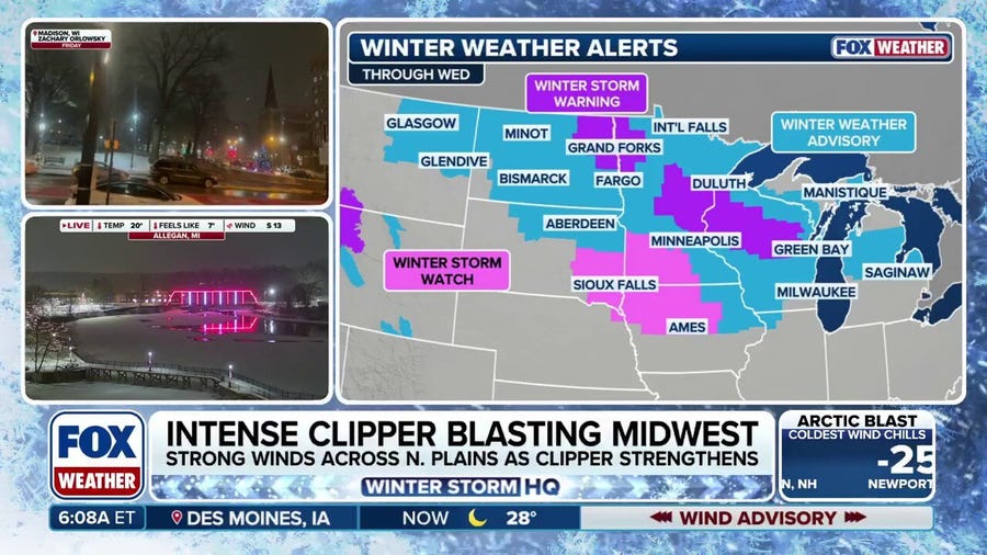 Intense clipper set to blast Midwest with mix of rain, snow and strong winds