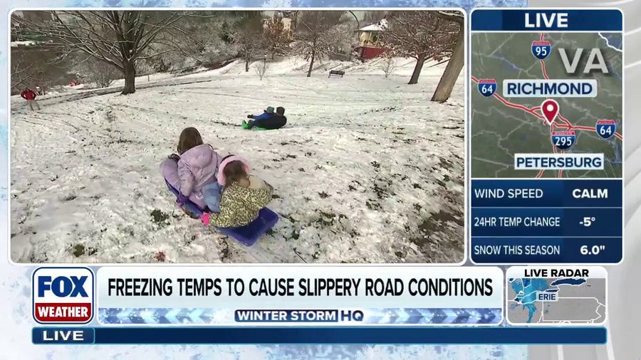 FOX Weather Correspondent Katie Byrne joins kids in Richmond, Virginia on their third snow day