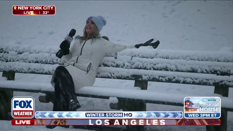 The snow is starting to accumulate on the ground and on benches at Central Park. FOX Weather's Haley Meier is here with the latest on snowfall in New York City.