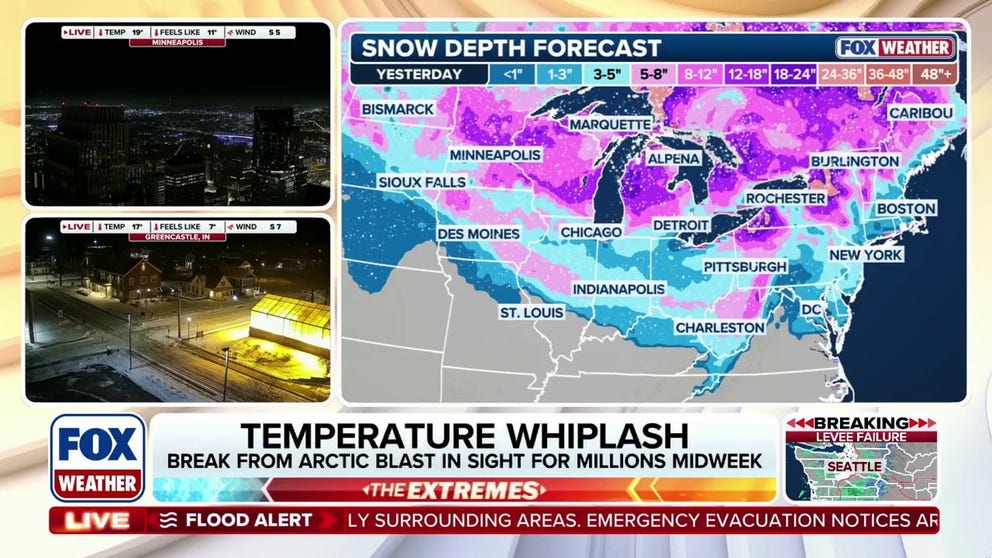 TEMPERATURE WHIPLASH🥶🥵: Extreme cold is lingering across the U.S., but warmer air is expected to briefly bring temperatures from single digits to the 40s and 50s later this week.