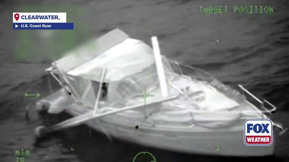 DEEPWATER RESCUE: Two boaters were rescued by the U.S. Coast Guard after their sailing boat became disabled and de-masted off the coast of Clearwater, FL. The pair was airlifted to safety and are in stable condition.