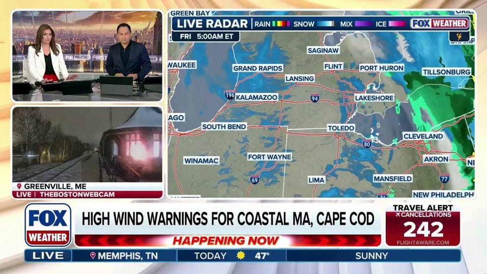 Millions of people across much of the East Coast are under High Wind Alerts, as the final leg of a coast-to-coast storm pounded the entire Eastern Seaboard from Maine to Florida early Friday, threatening to disrupt the busy holiday travel rush.