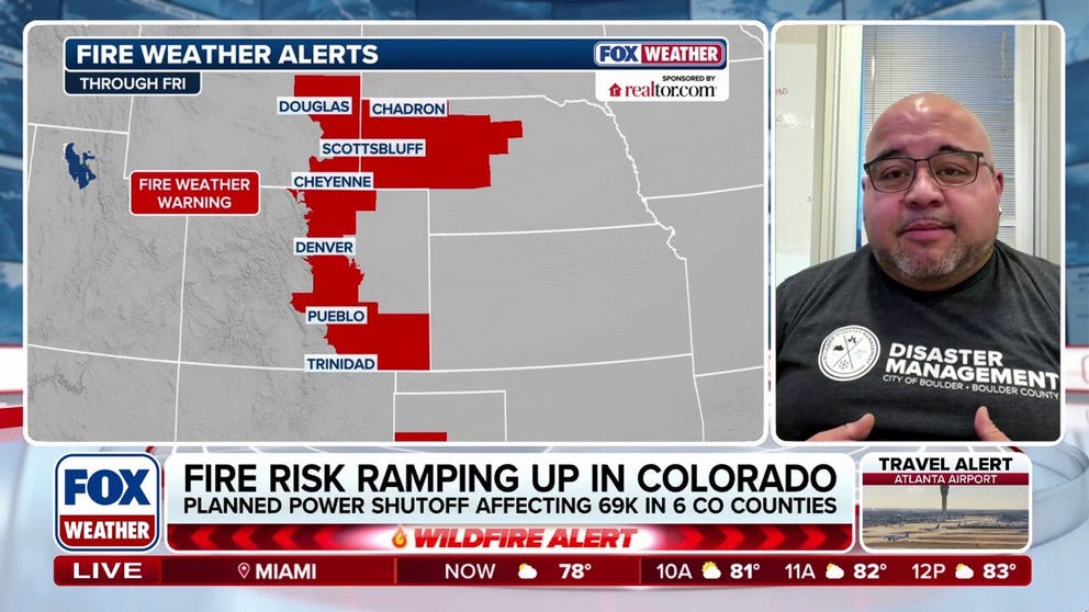 Wildfire risk is ramping up for Colorado, where a Particularly Dangerous Situation fire weather warning was issued for Friday morning. It marks the first PDS fire warning in Colorado's history. Vinnie Montez, with the Boulder County Sheriff's Office, joins FOX Weather to talk about the fire danger and how residents can be prepared. 