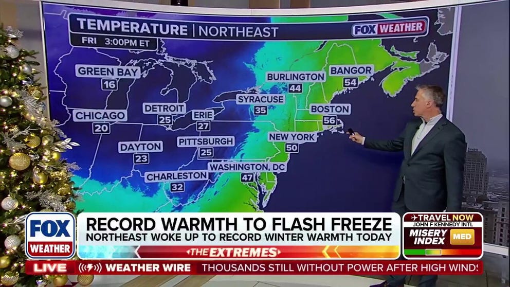 As a powerful, coast-to-coast storm surges towards the Northeast, packing heavy winds and funneling in record warm temperatures. Combined with heavy rain, the conditions heighten the potential for a flash freeze.