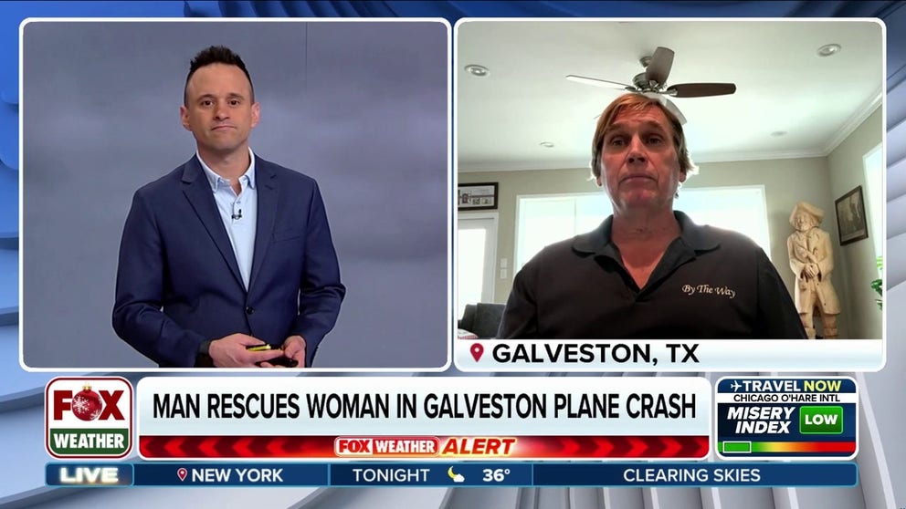 The hero who helped rescue a woman from a plane crash in Galveston, Texas, Sky Decker, joins FOX Weather to share the intense story about how he rescued the victim from the aircraft.