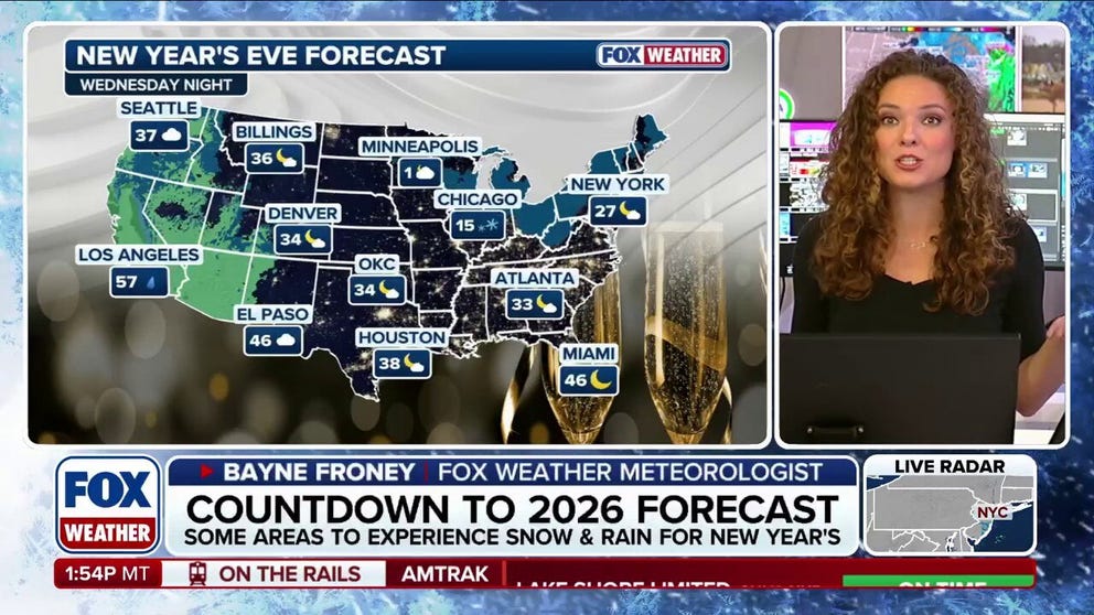 How will your region ring in 2025 and kick off the New Year? FOX Weather Meteorologist Bayne Froney presents the countdown to 2026 forecast. 