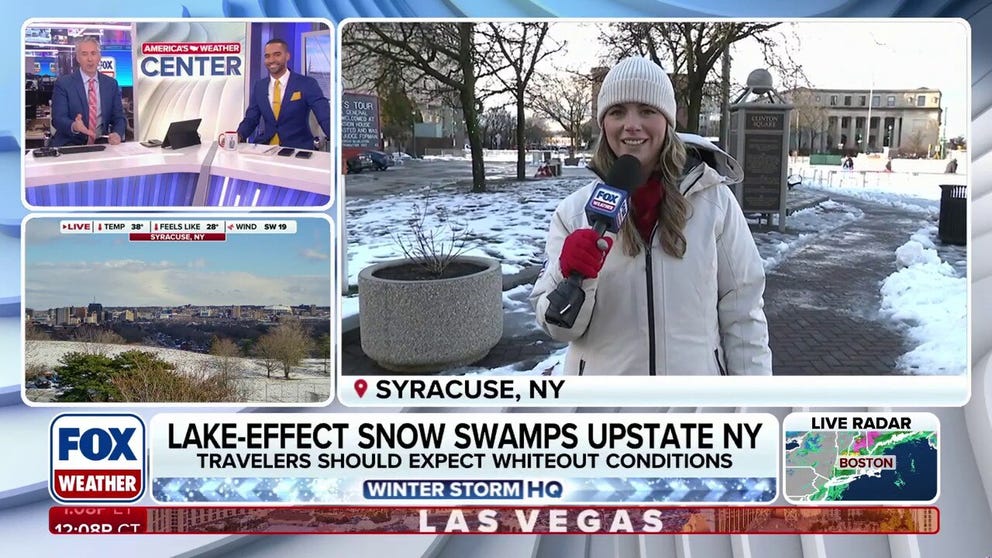 FOX Weather Correspondent Katie Byrne reports from the frigid temperatures in Syracuse, New York, as areas in the upstate region could see up to three feet of snow.