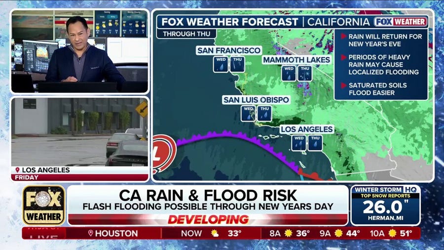 Flooding risk returns to Southern California on New Year's Eve