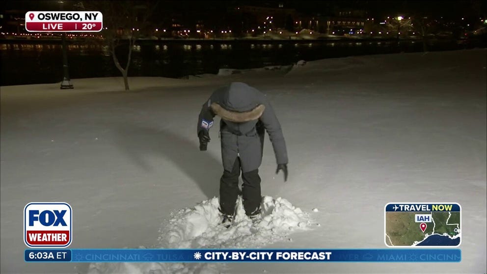 It's been a week of lake-effect snow in central New York, with cities like Oswego and Fair Haven, New York getting more than a foot in a few hours on Friday. FOX Weather Correspondent Brandy Campbell reports from Oswego as the lake-effect snow tapers off today. 