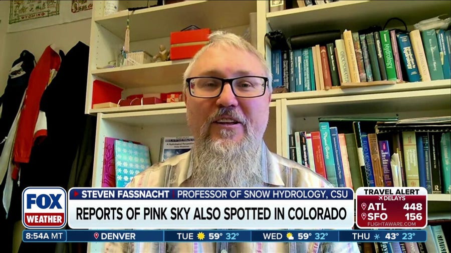 Colorado State University professor of snow hydrology Steven Fassnacht explains how the sky can turn pink during a winter storm