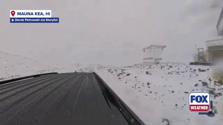 Watch: Kona Low dumps inches of snow on Hawaii's Mauna Kea volcano