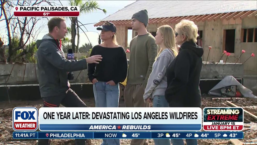 LA WILDFIRES: Devastating wildfires hit Los Angeles one year ago, decimating much of the Pacific Palisades and Altadena neighborhoods. FOX Weather Correspondent Robert Ray speaks with a family whose lives drastically changed from the fires.