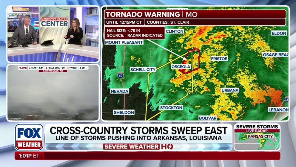 A cross-country storm is putting over 30 states on notice, with tornado warnings issued in Oklahoma and Missouri. 