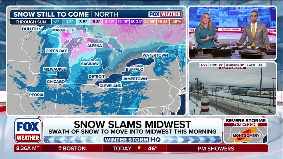 Swath of snow moving into the Midwest this weekend
