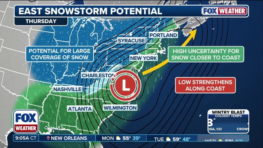 Brewing winter storm could bring swath of snow across East