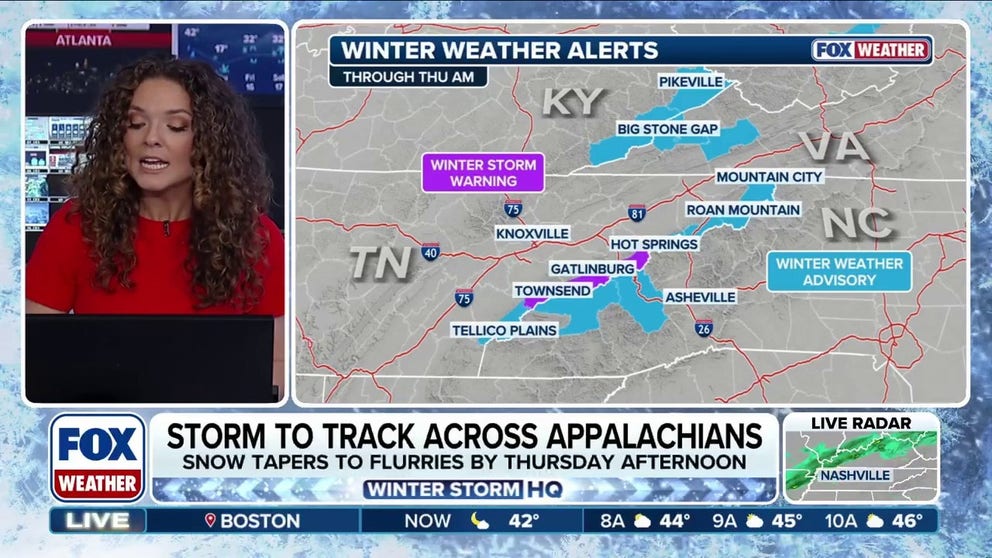 Cold rain is falling from parts of the Gulf Coast to the Ohio Valley on Wednesday morning, ahead of the next winter storm, which is expected to impact at least 25 states and bringing snow showers as far south as North Carolina and Tennessee. Higher elevations in the southern Appalachians are expected to receive up to a foot of snow. Meanwhile, lake-effect snowbelts in the Midwest and interior Northeast are once again in the bull's eye for the highest accumulations.