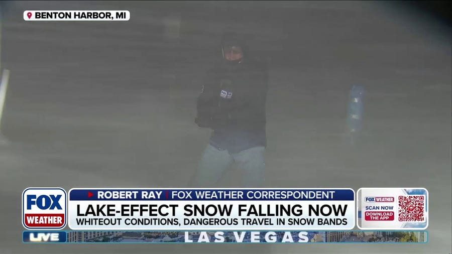 Lake-effect snow creating zero visibility along Lake Michigan 