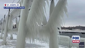 Watch: Layers of icicles cover Michigan pier