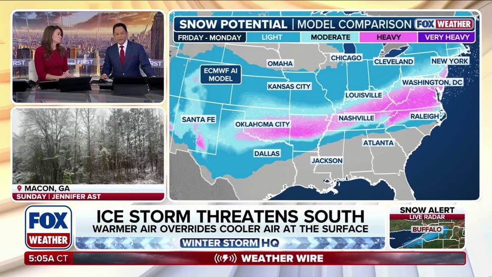 There's growing confidence among computer forecast models that a major winter storm will deliver widespread snow and ice across the South, beginning Friday and lasting through the weekend. The system will reach Texas sometime Friday and track through the Deep South and the Tennessee Valley before reaching the Southeast Coast. People living and traveling across the Interstate 40 and 20 corridors should expect to see some kind of winter weather. Exactly where snow, ice and plain rain will develop remains an open question, but those details will become clearer as we approach the weekend.