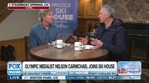 Olympic medalist Nelson Carmichael sits down at the FOX Weather Ski House in Steamboat Springs, Colorado