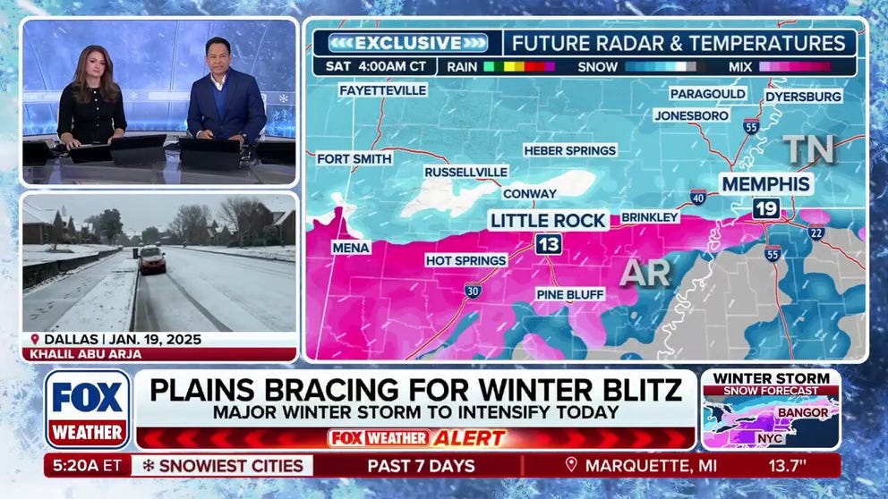 A potentially historic storm is kicking off in the Southern Plains today, bringing significant ice and snow as arctic air grips much of the country. There is a high risk of power outages and travel disruptions as the storm moves toward the Northeast over the weekend. Stay with FOX Weather for LIVE coverage all weekend on this massive storm.