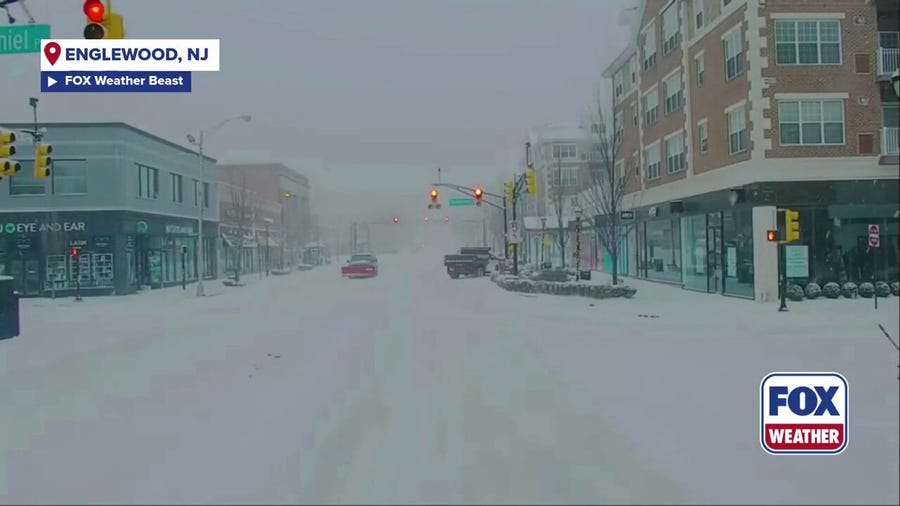 New Jersey town covered in snow as major winter storm moves over area