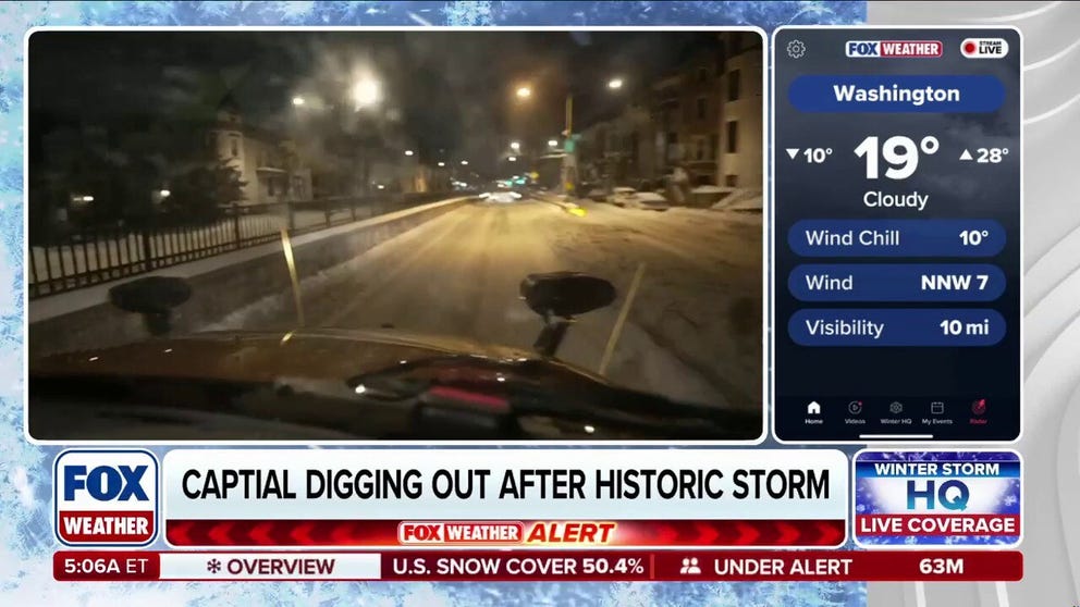 A powerful winter storm slammed Washington, D.C. over the weekend, dumping nearly 7 inches of snow. FOX Weather Meteorologist Katie Byrne is live from D.C., riding inside a snowplow to give us a firsthand look at road conditions as crews work to clear the streets.