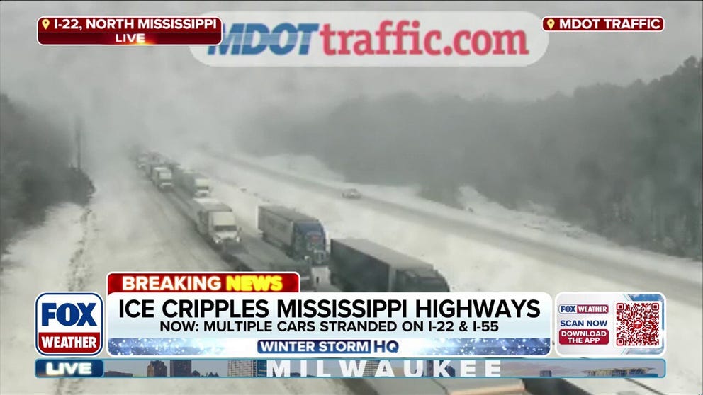 A dangerous situation is unfolding across northern Mississippi as freezing temperatures have iced-over major interstates and bridges. Governor Tate Reeves said late Tuesday that first responders, including the National Guard, are rescuing drivers stranded behind wrecks on Interstate 55 — the state's major north-south artery.