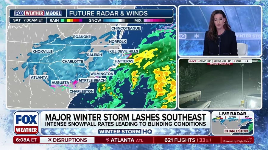 Major winter storm lashing Southeast with snow, life-threatening cold