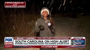 Snow starts accumulating on Myrtle Beach in South Carolina