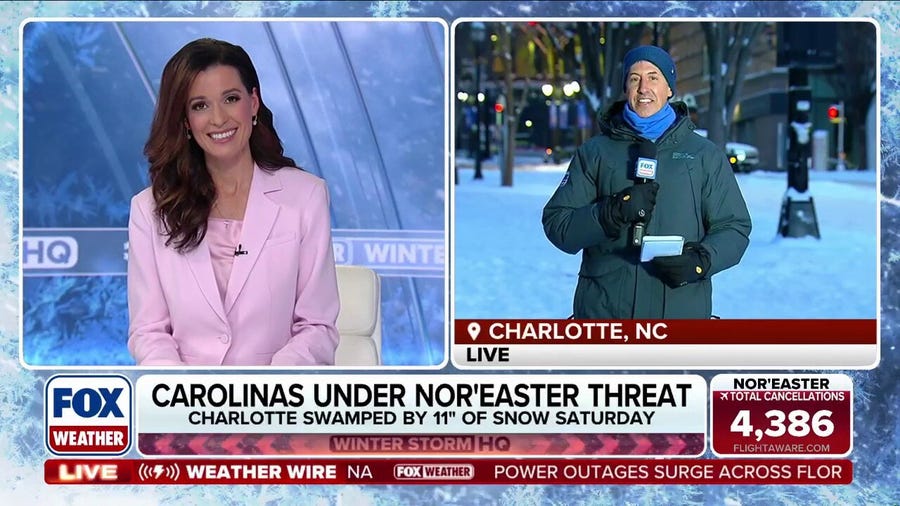Extreme cold lingers as nor'easter brings Charlotte record-breaking snow