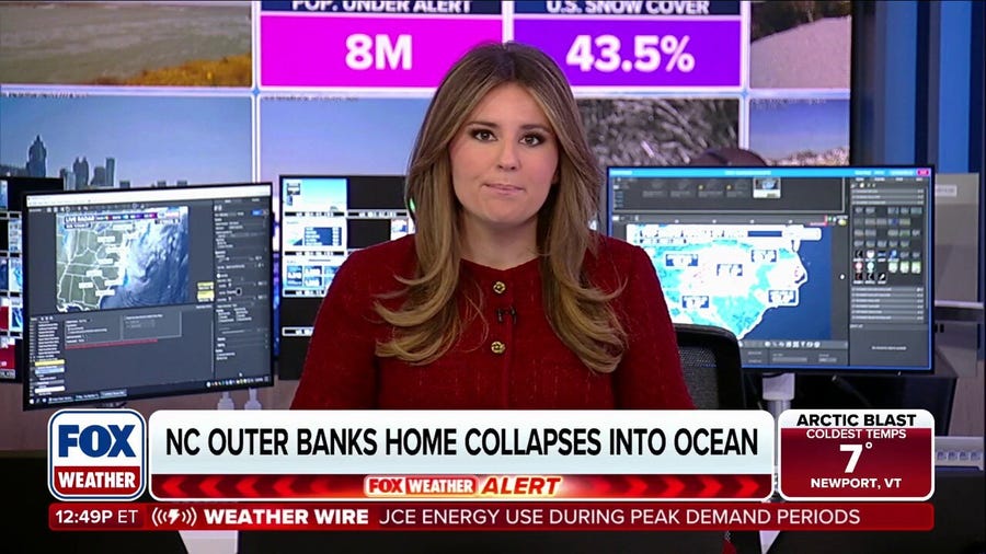 Unoccupied beach home collapses into ocean on North Carolina's Outer Banks