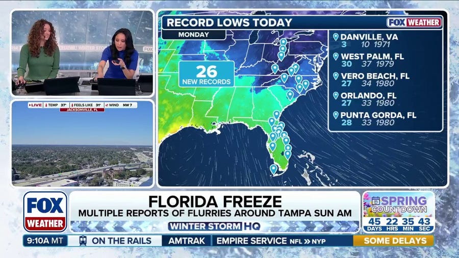 Florida freeze: Arctic chill reaches Sunshine State, breaking records
