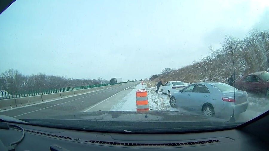 Watch: Video shows out-of-control vehicle almost striking trooper in Nebraska