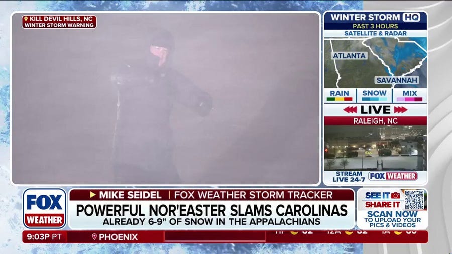 "As strong a storm I've been in": Meteorologist Mike Seidel blasted by bomb cyclone nor'easter