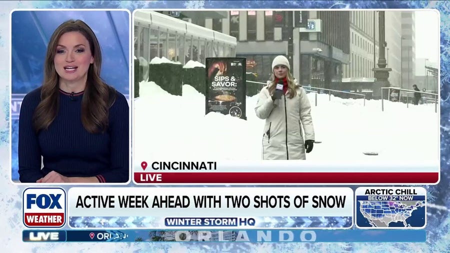 First round of snow reaches Cincinnati as active winter maintains cold grip on eastern US